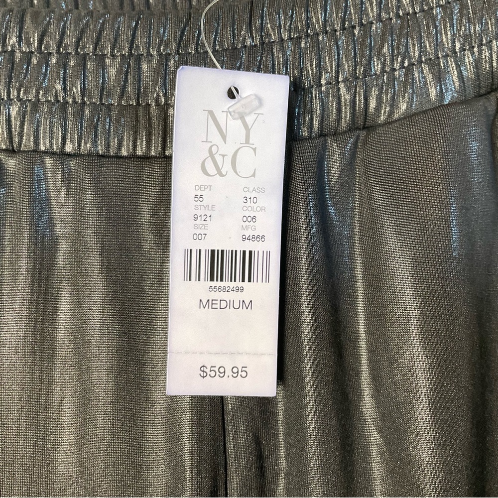 NY&C Black Shiny Soft Pants Straight Leg Stretch Size M NWT - Picture 10 of 10